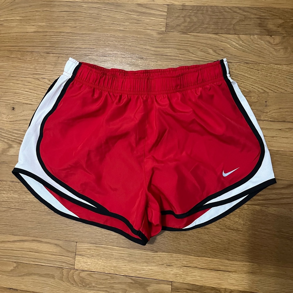 Nike Red and White Athletic Shorts Lightweight Elastic Waistband